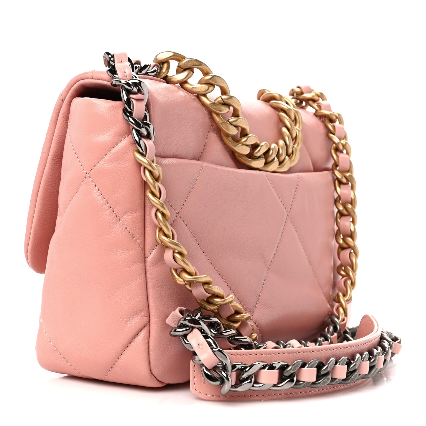 Goatskin Quilted Medium Chanel 19 Flap Light Pink