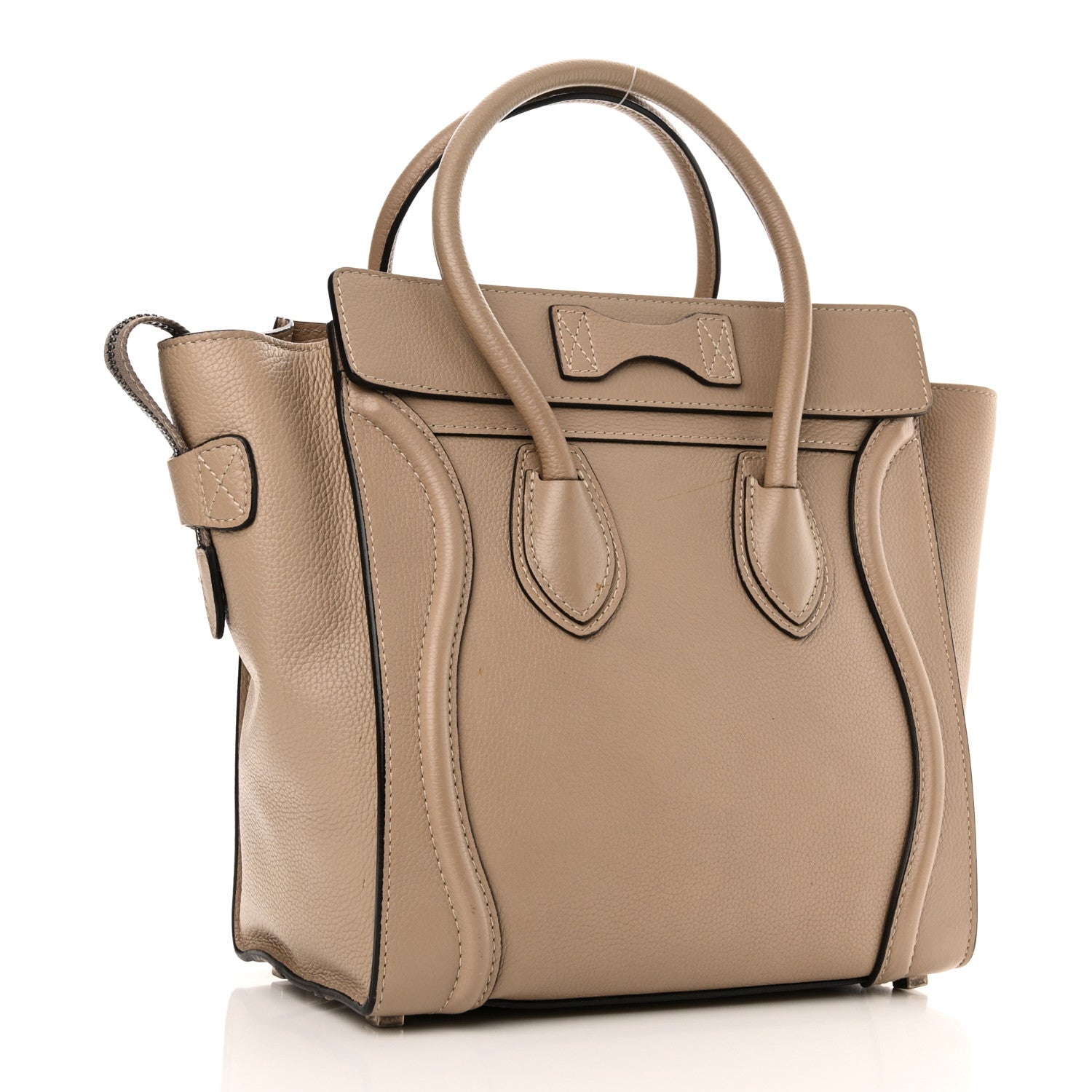 Celine Drummed Calfskin Micro Luggage Dune 3 of 11