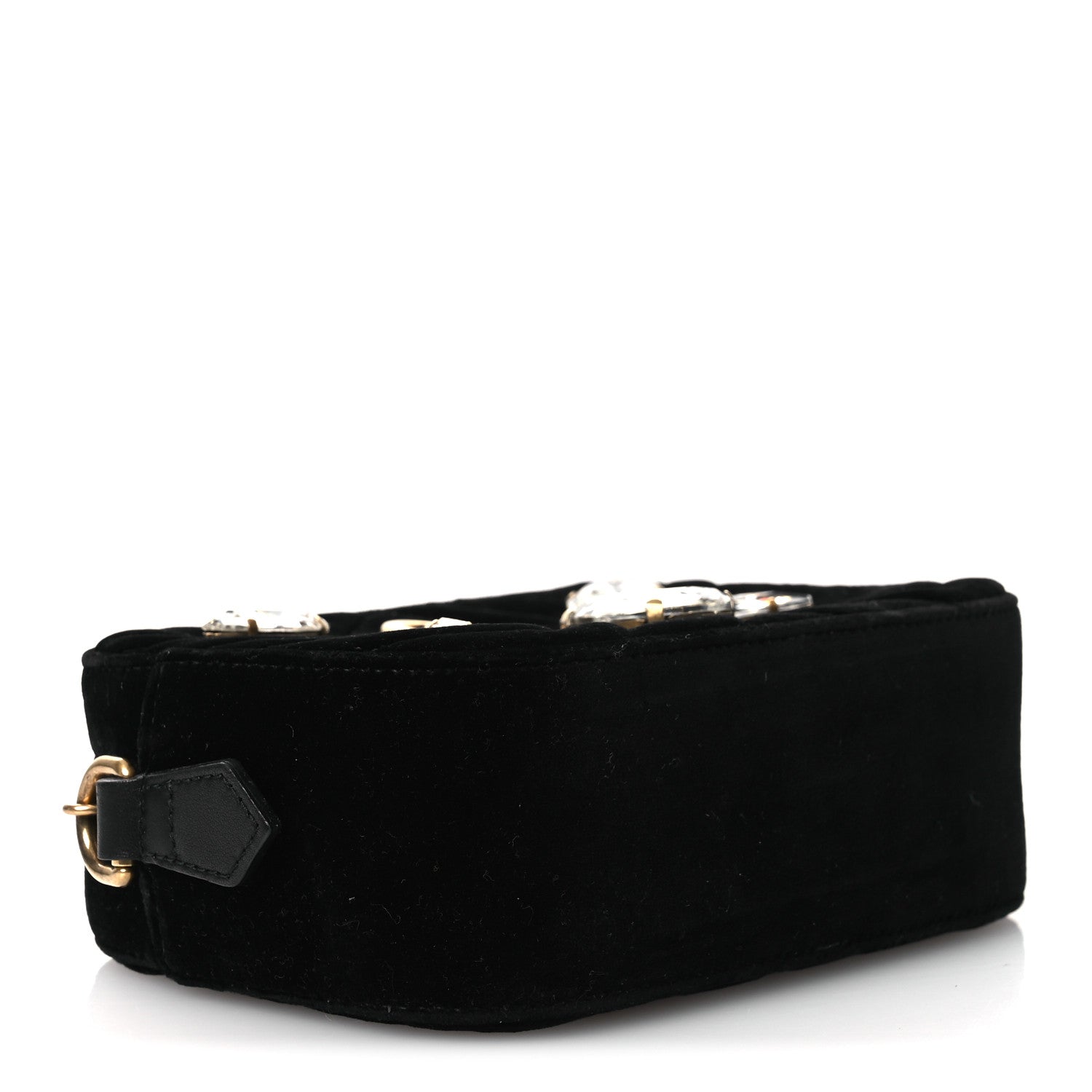 Gucci Velvet Matelasse Marquise Crystals Mini GG Marmont Chain Shoulder Bag Black 4 of 11