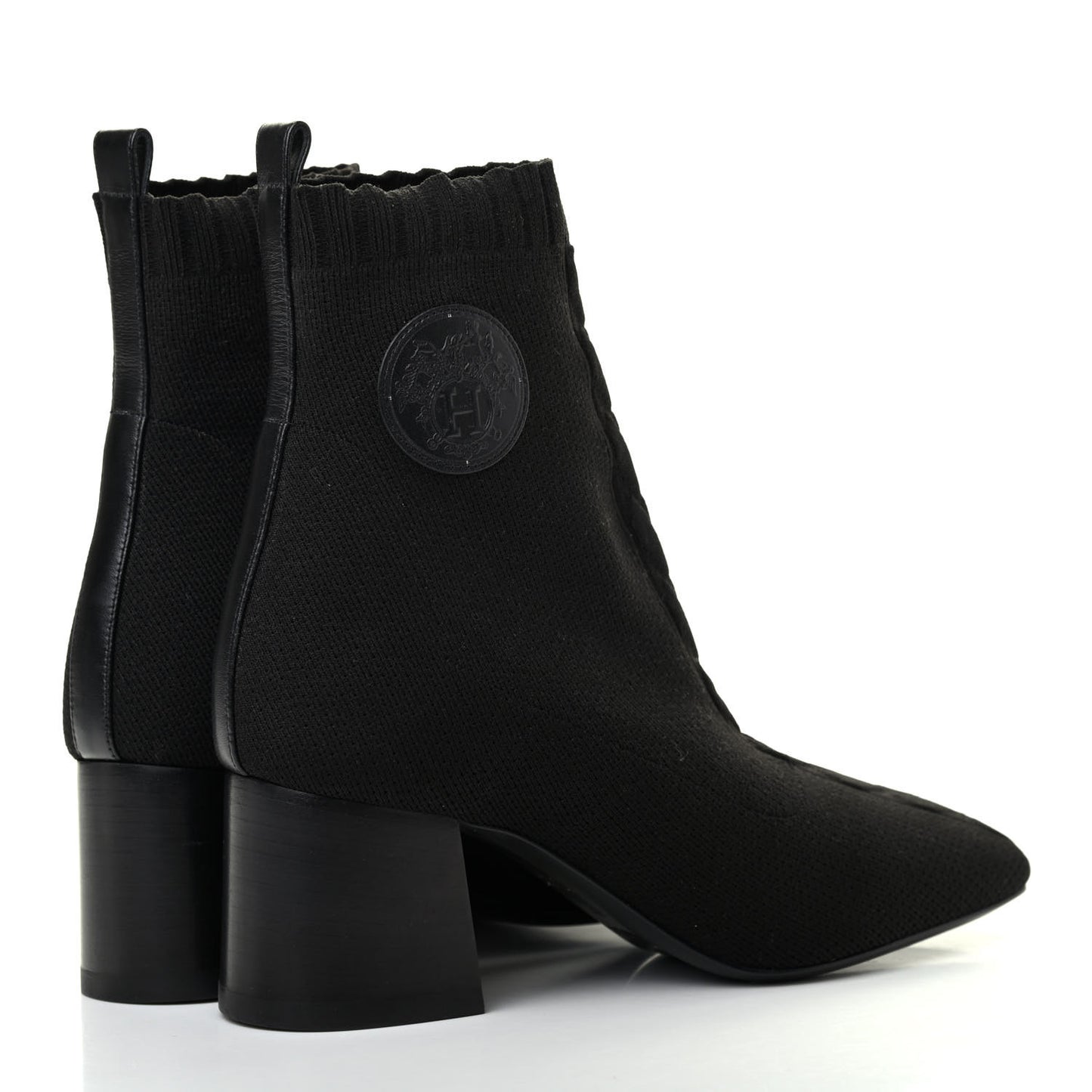Knit Calfskin Volver Ankle Boots 37 Black