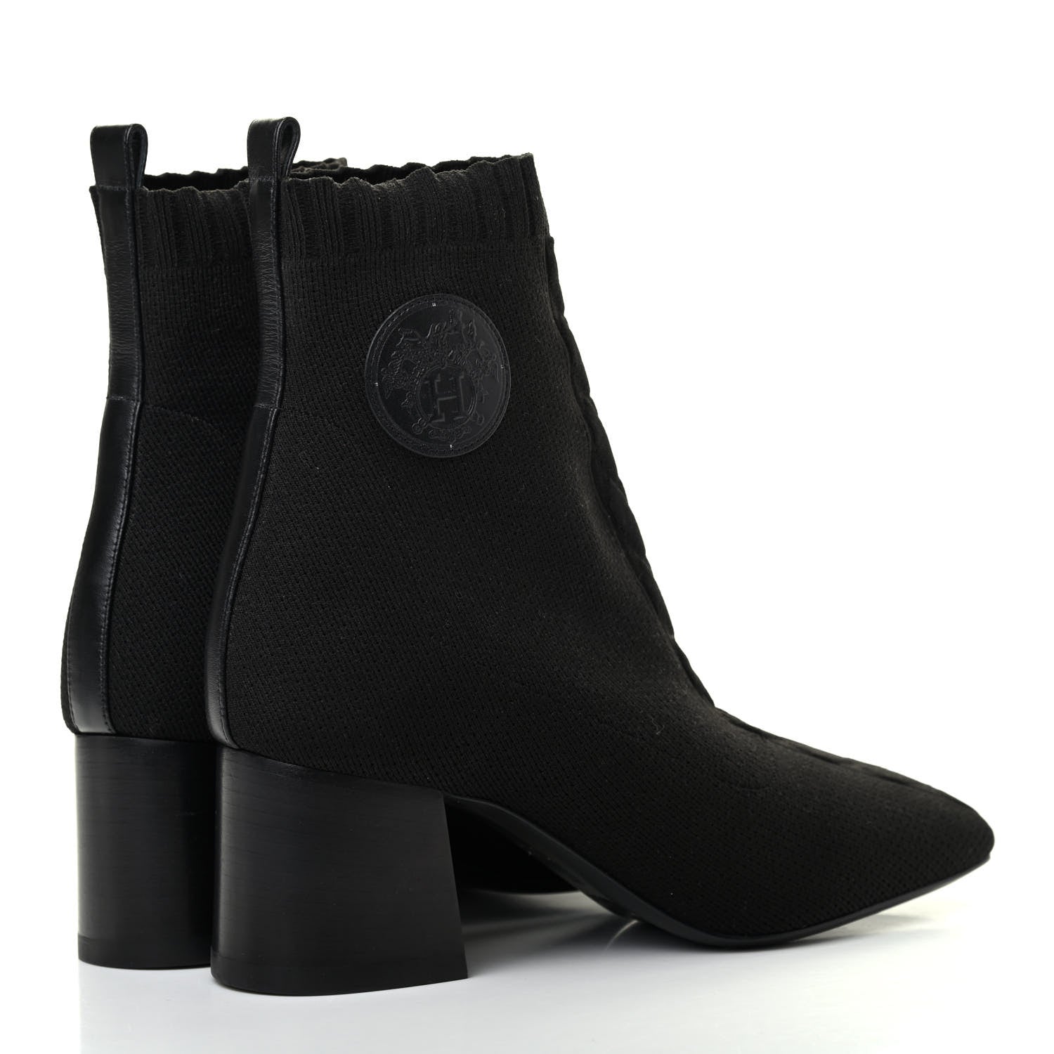 Hermes Knit Calfskin Volver Ankle Boots 37 Black 3 of 4