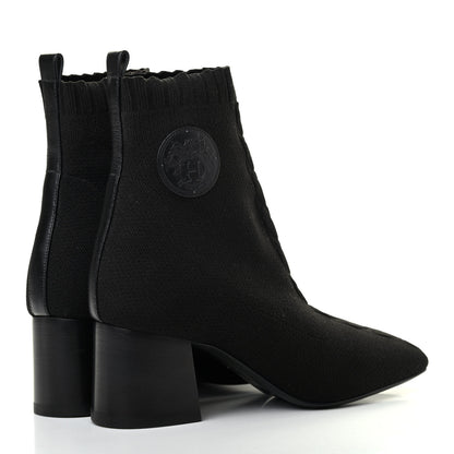 Hermes Knit Calfskin Volver Ankle Boots 37 Black 3 of 4