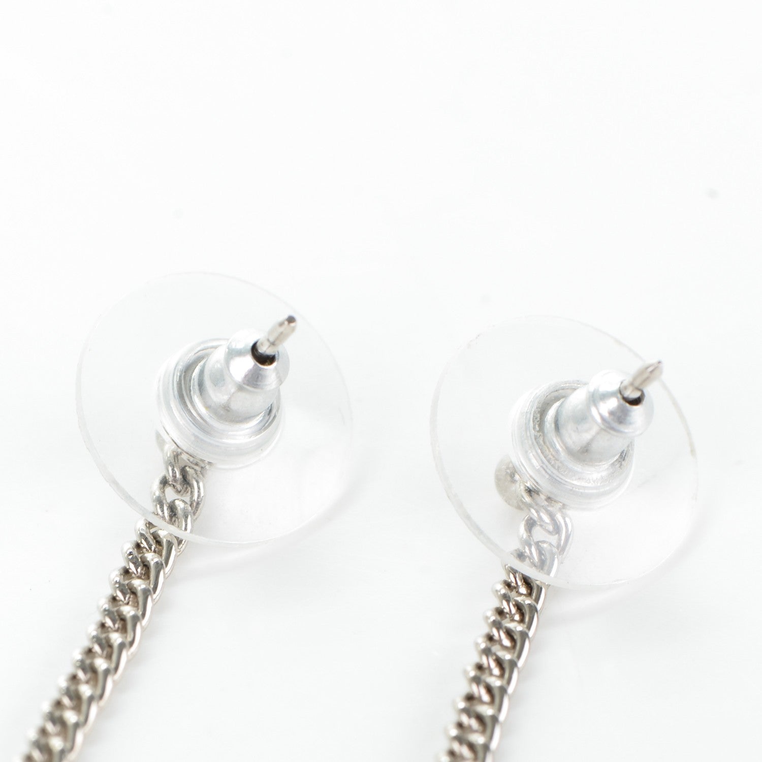 Chanel CC Long Drop Earrings Silver 3 of 3