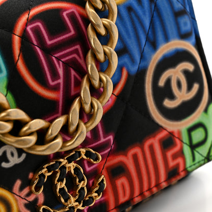 Chanel Fabric Printed Chanel 19 Wallet On Chain WOC Black Multicolor 13 of 15