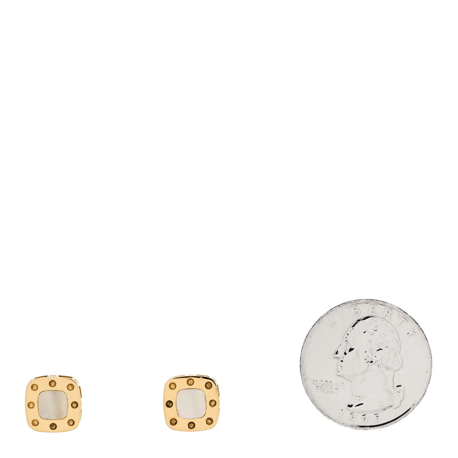 Roberto Coin 18K Yellow Gold Mother of Pearl Pois Moi Stud Earrings 2 of 4