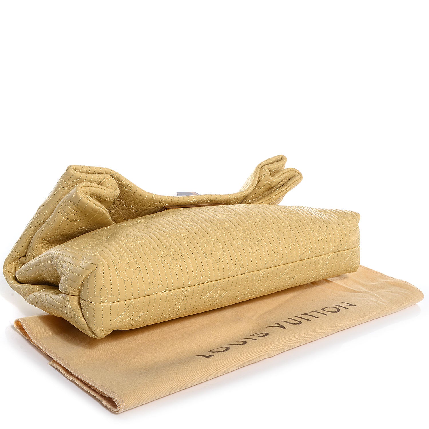 Louis Vuitton Calfskin Quilted Monogram Altair Clutch Jaune Pale 4 of 8