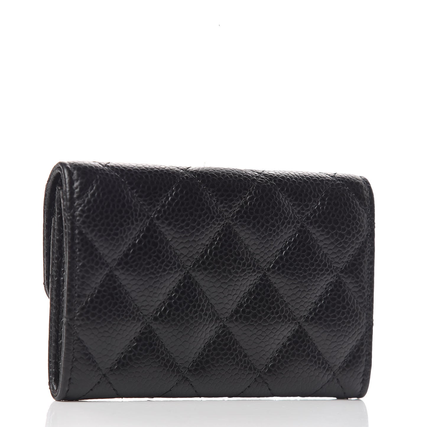 Caviar Quilted Flap Card Holder Black