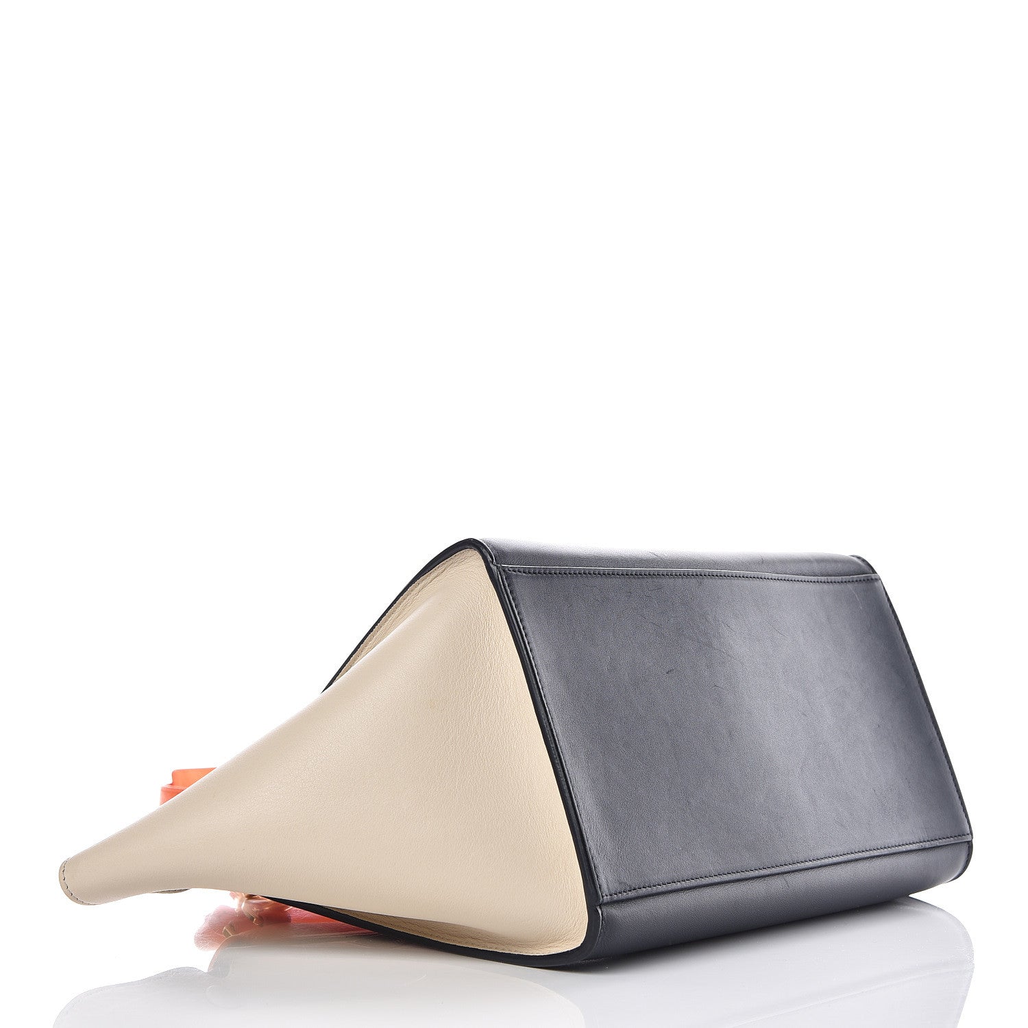 Celine Bullhide Calfskin Small Tri-Color Trapeze Fluo Orange 4 of 12