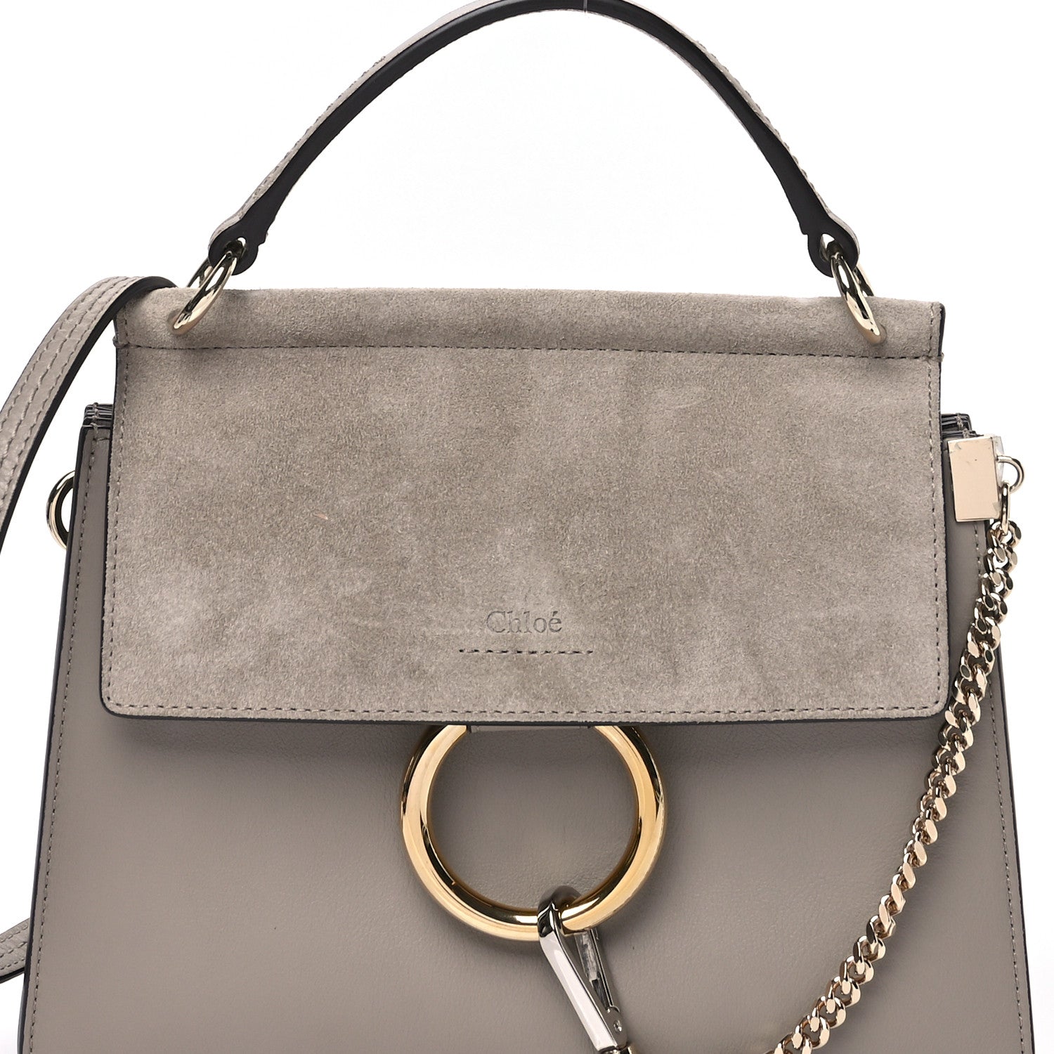 Chloe Suede Calfskin Small Faye Top Handle Bag Motty Grey 8 of 11