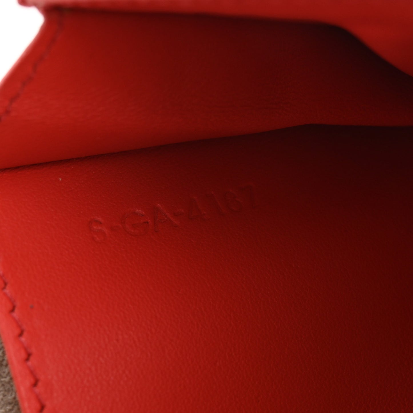 Grained Calfskin Large Multifunction Strap Wallet Light Taupe Red