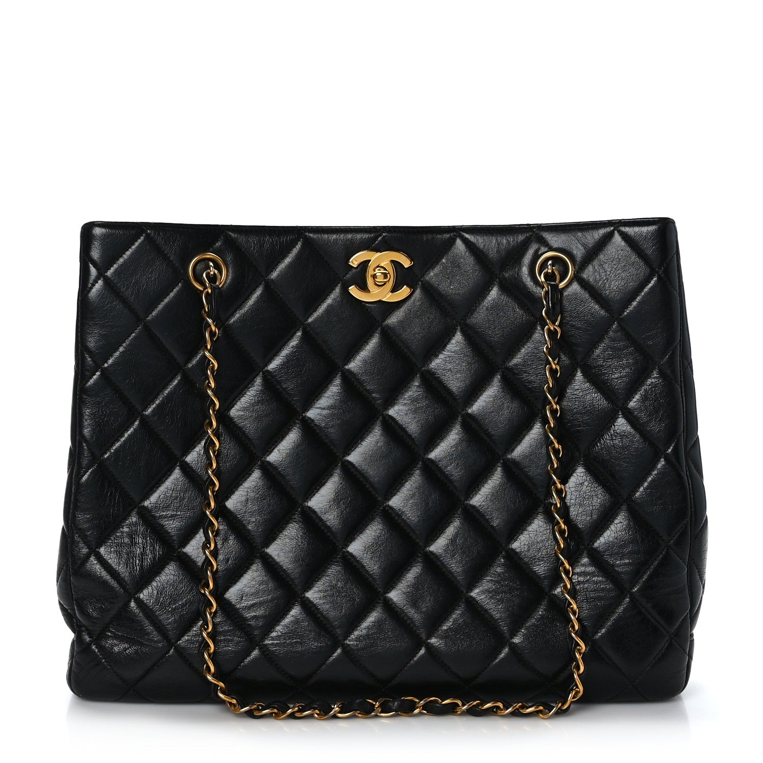 Chanel Lambskin Quilted Shopping Tote Black 1 of 9