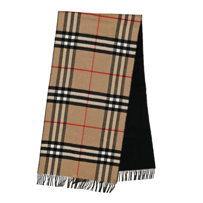 Burberry Cashmere Giant Check Fringe Scarf  Archive Beige Black 2 of 4