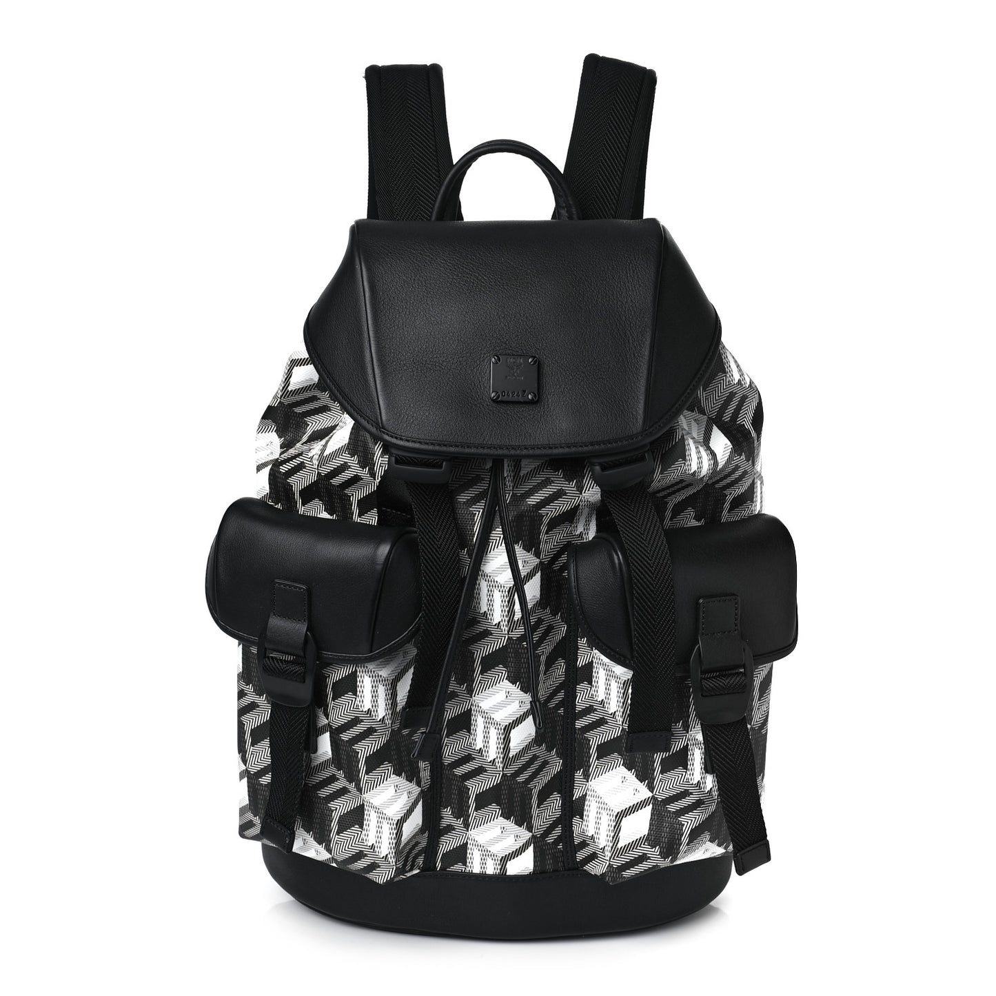 Cubic Monogram Medium Bradenburg Backpack Black White