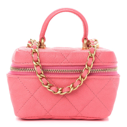 Chanel Caviar Quilted Mini Top Handle Vanity With Chain Pink 1 of 9