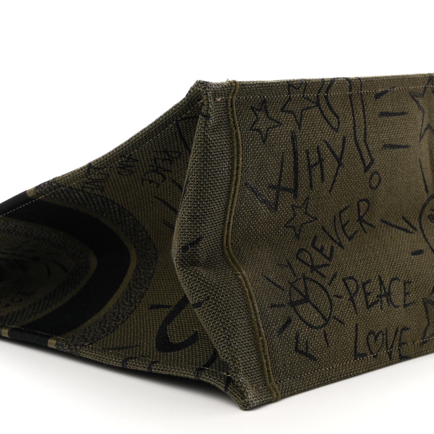 Christian Dior Canvas Embroidered Graffiti Book Tote Vert 9 of 10