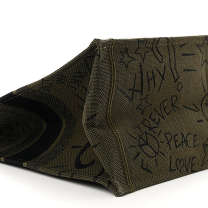 Christian Dior Canvas Embroidered Graffiti Book Tote Vert 9 of 10