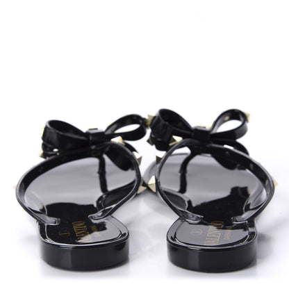 Valentino Garavani PVC Jelly Rockstud Bow Thong Sandals 36 Black 6 of 8