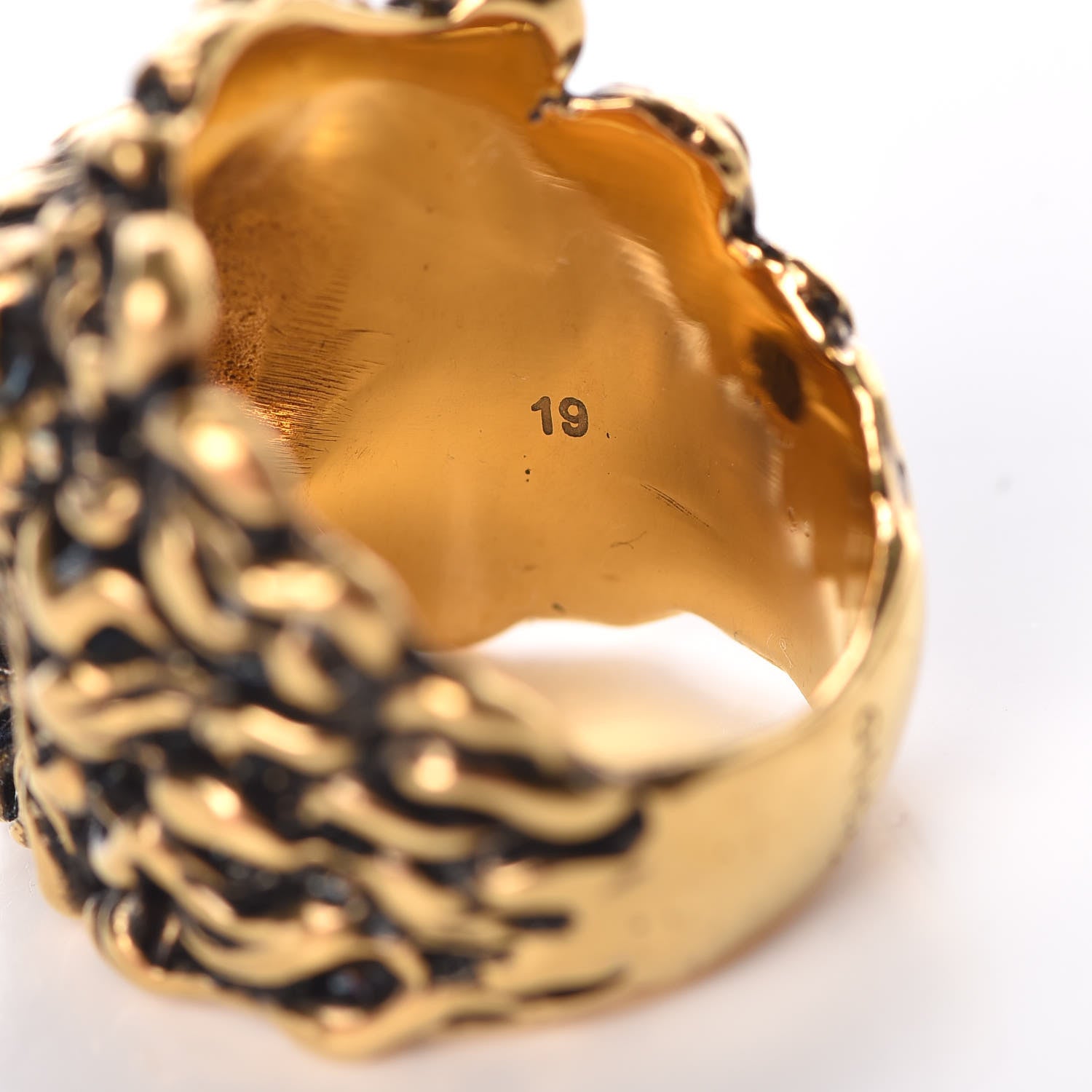Gucci Metal Lion Head Ring 8.5 Aged Gold 7 of 8