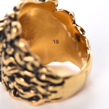 Gucci Metal Lion Head Ring 8.5 Aged Gold 7 of 8