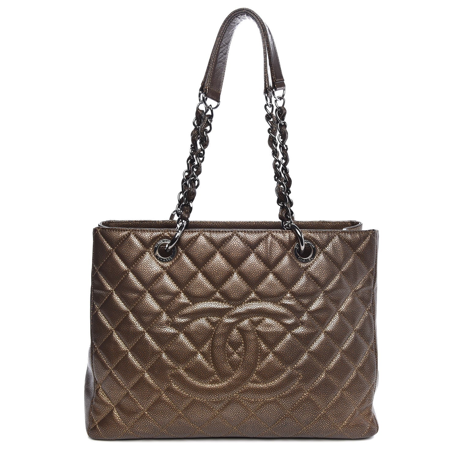 Chanel Metallic Caviar Quilted Grand Shopping Tote GST Bronze 1 of 12