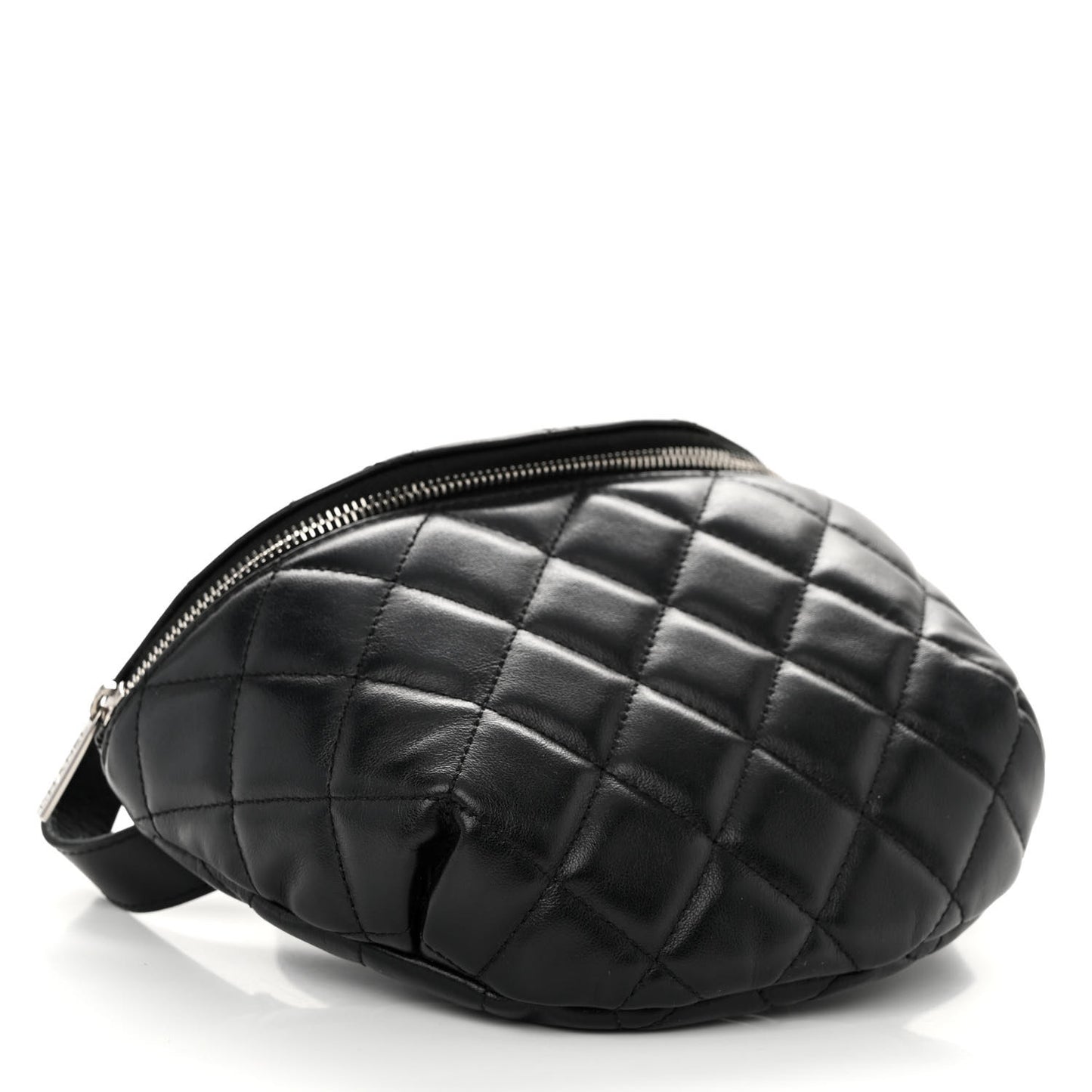 Lambskin Quilted Waist Belt Bag Black