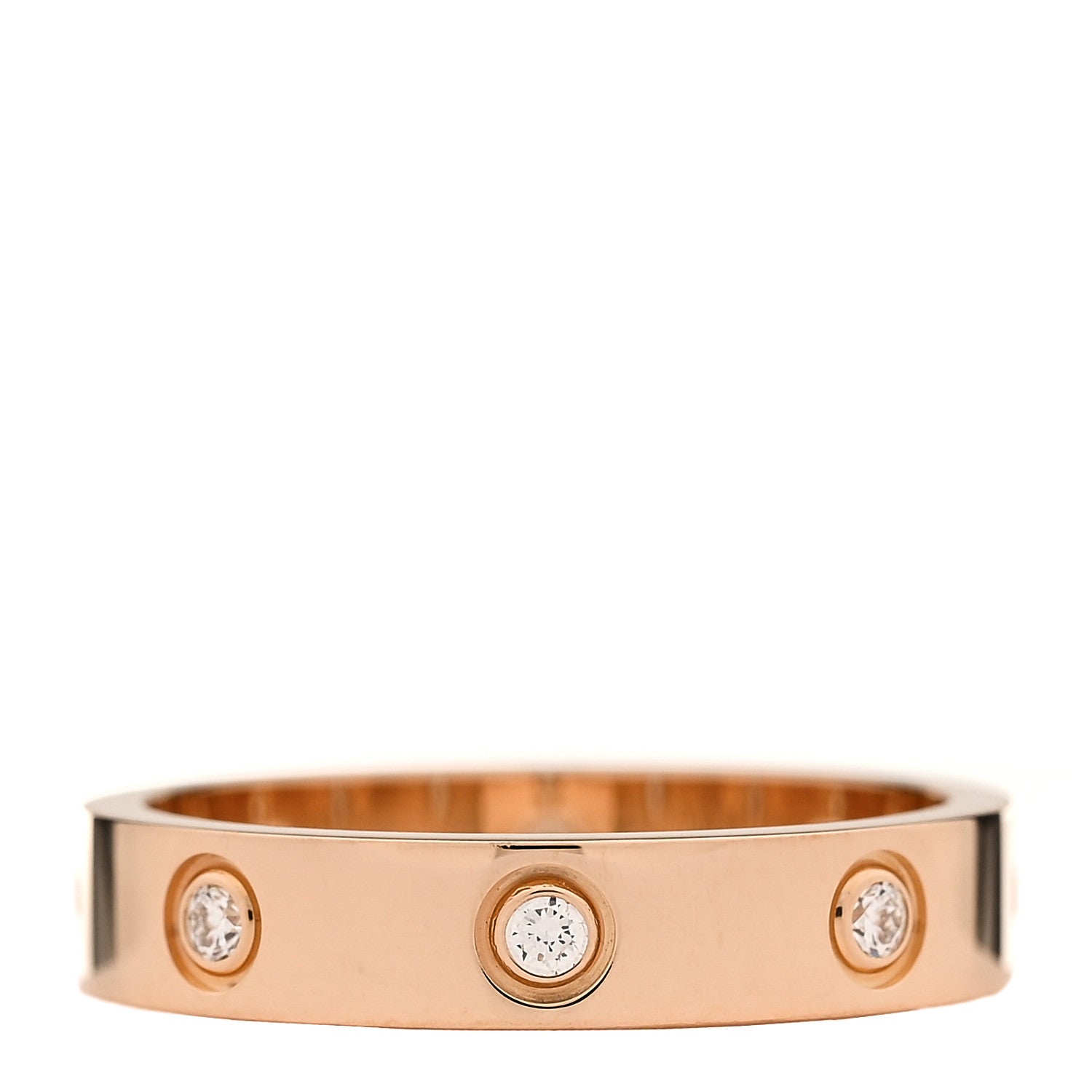 Cartier 18K Pink Gold 8 Diamond 4mm LOVE Wedding Band Ring 53 6.5 3 of 5