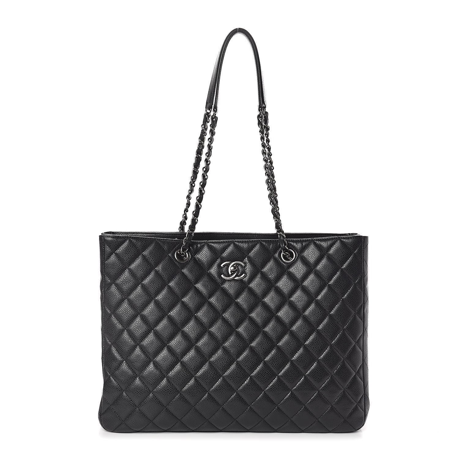 Chanel Calfskin Quilted Large CC Shopping Tote Black 1 of 10