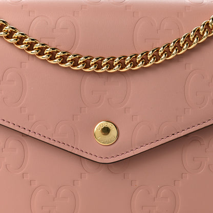 Gucci Calfskin GG Debossed Chain Wallet Pink 6 of 8