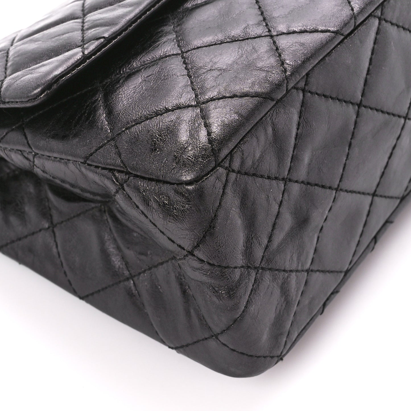 Metallic Aged Calfskin Quilted 2.55 Reissue 227 Flap So Black
