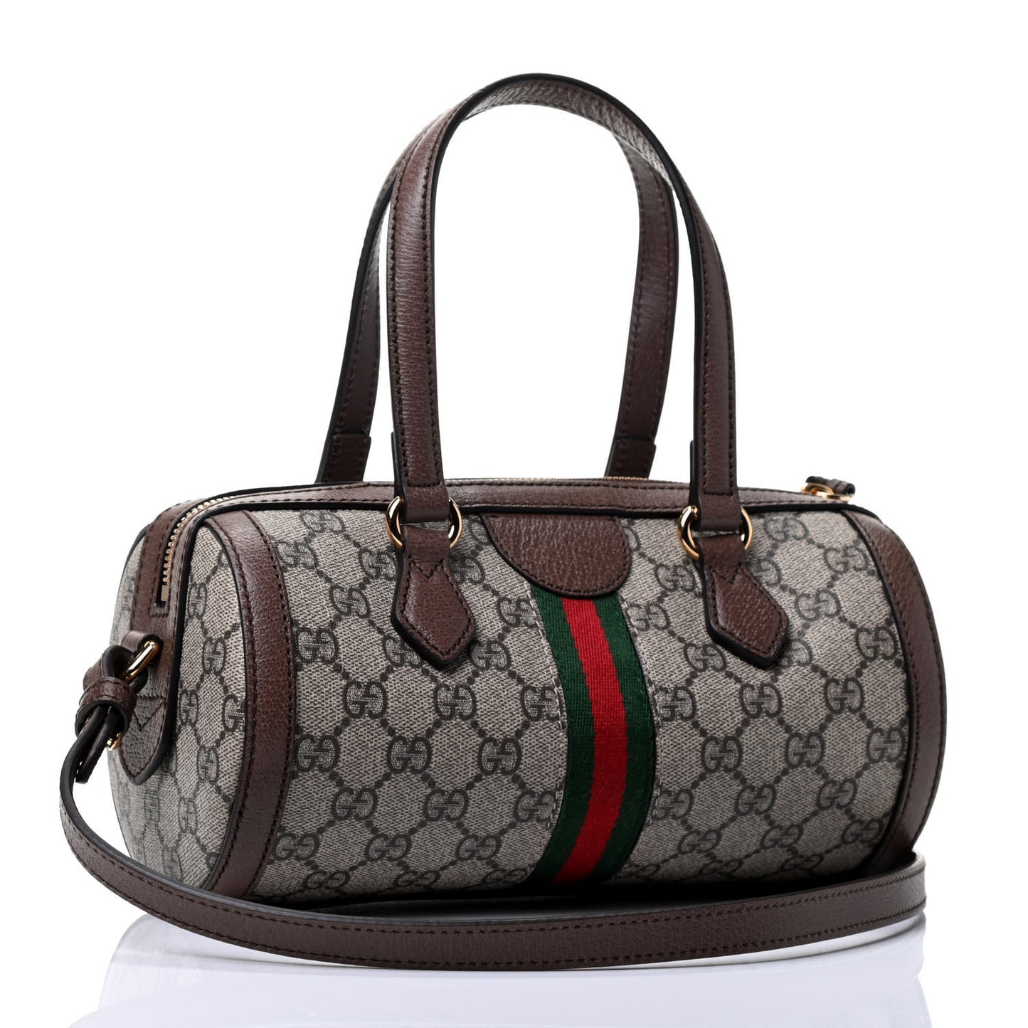 GG Supreme Monogram Web Small Ophidia Boston Bag Beige New Acero