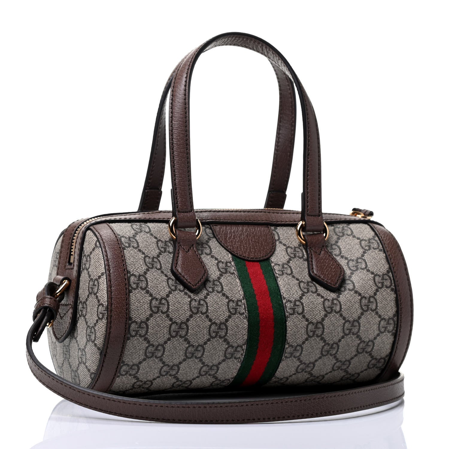Gucci GG Supreme Monogram Web Small Ophidia Boston Bag Beige New Acero 2 of 4