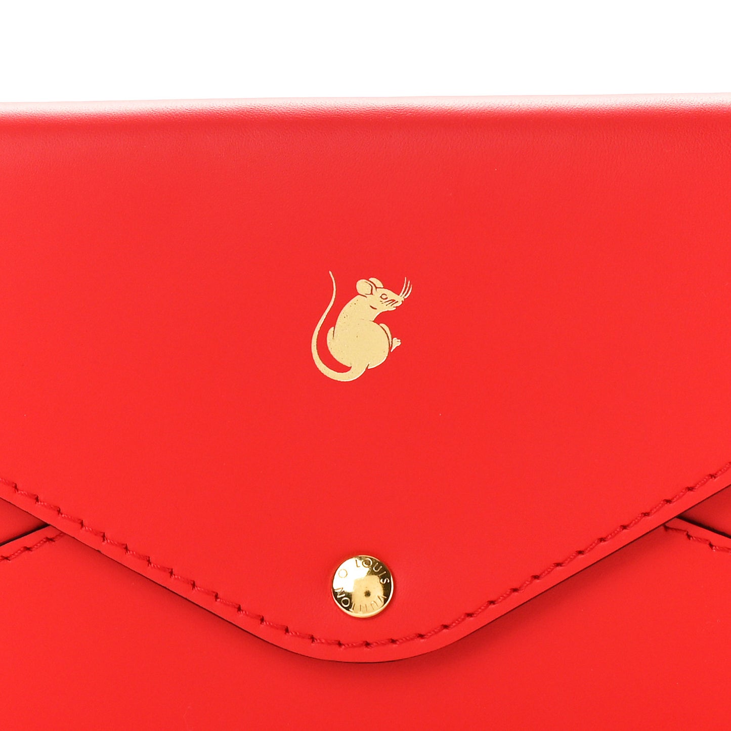 Veau Cachemire Chinese New Year Rat Envelope Pouch Red