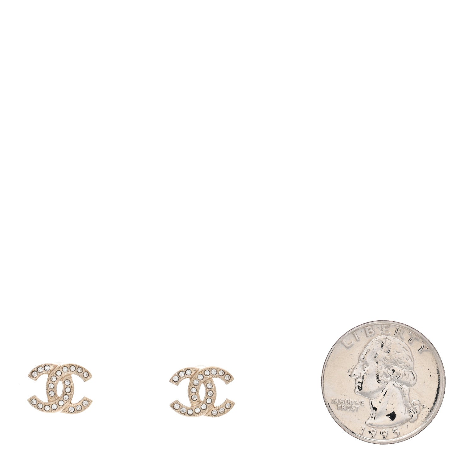 Chanel Metal Crystal CC Earrings Gold 2 of 5
