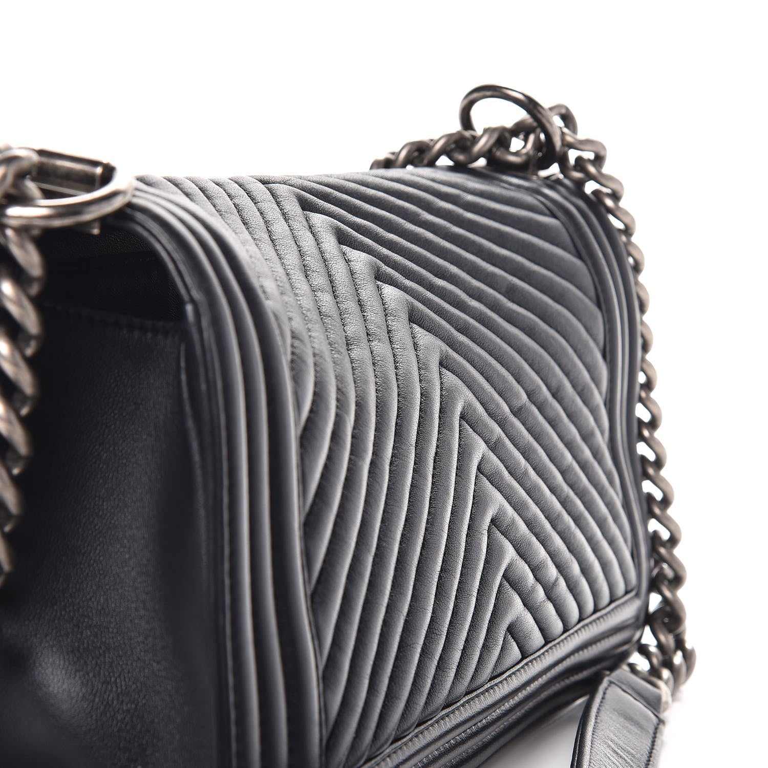 Chanel Calfskin Chevron Quilted Medium Boy Flap Dark Navy Blue 9 of 12