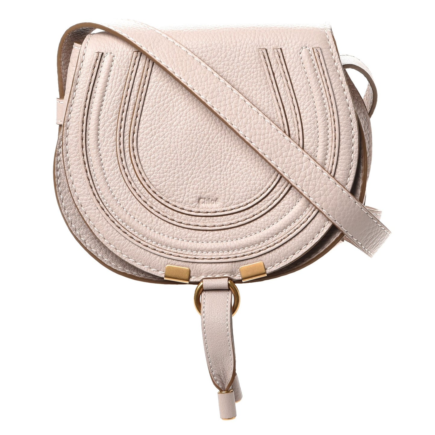 Calfskin Mini Marcie Round Crossbody Bag Blush Nude