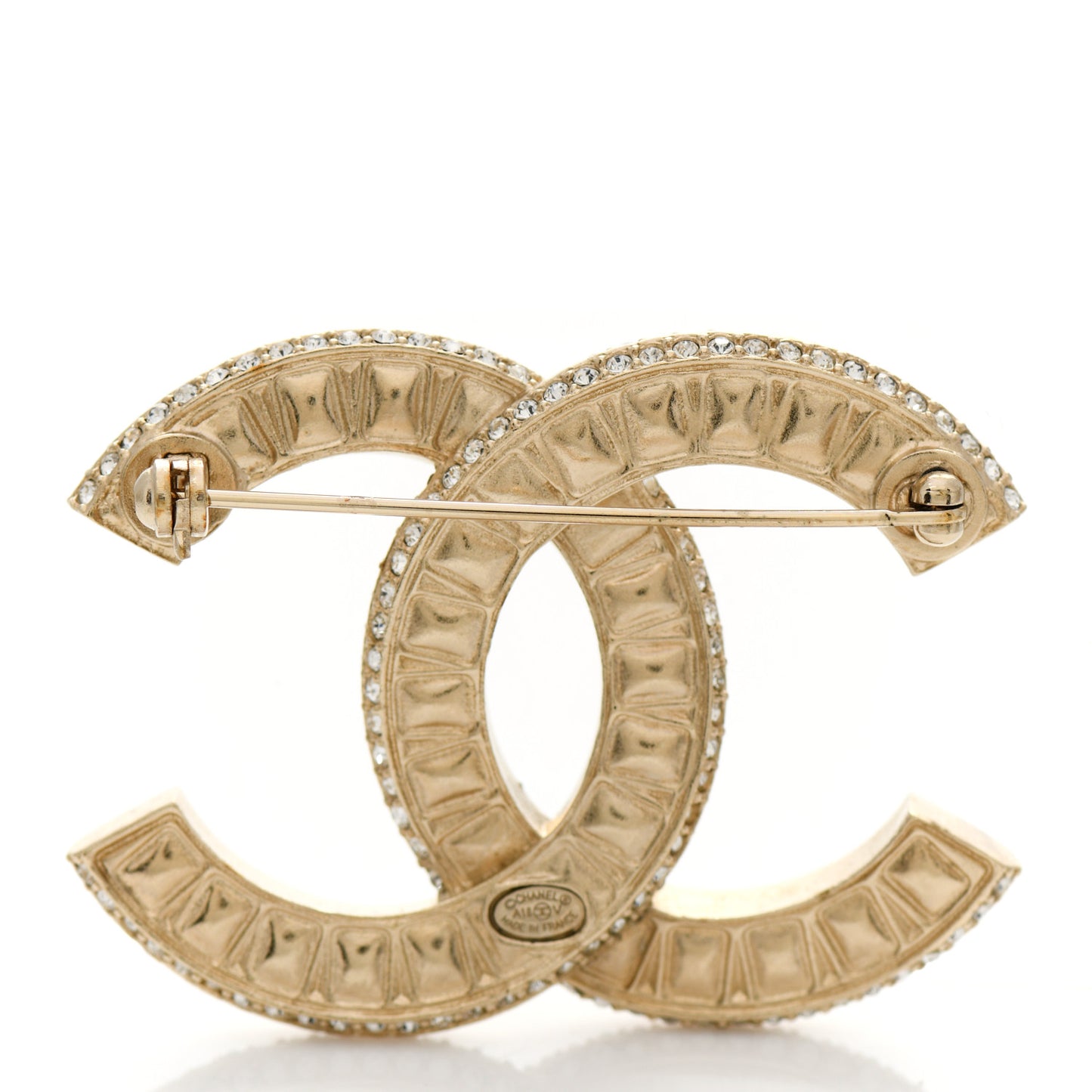 Baguette Crystal CC Brooch Gold