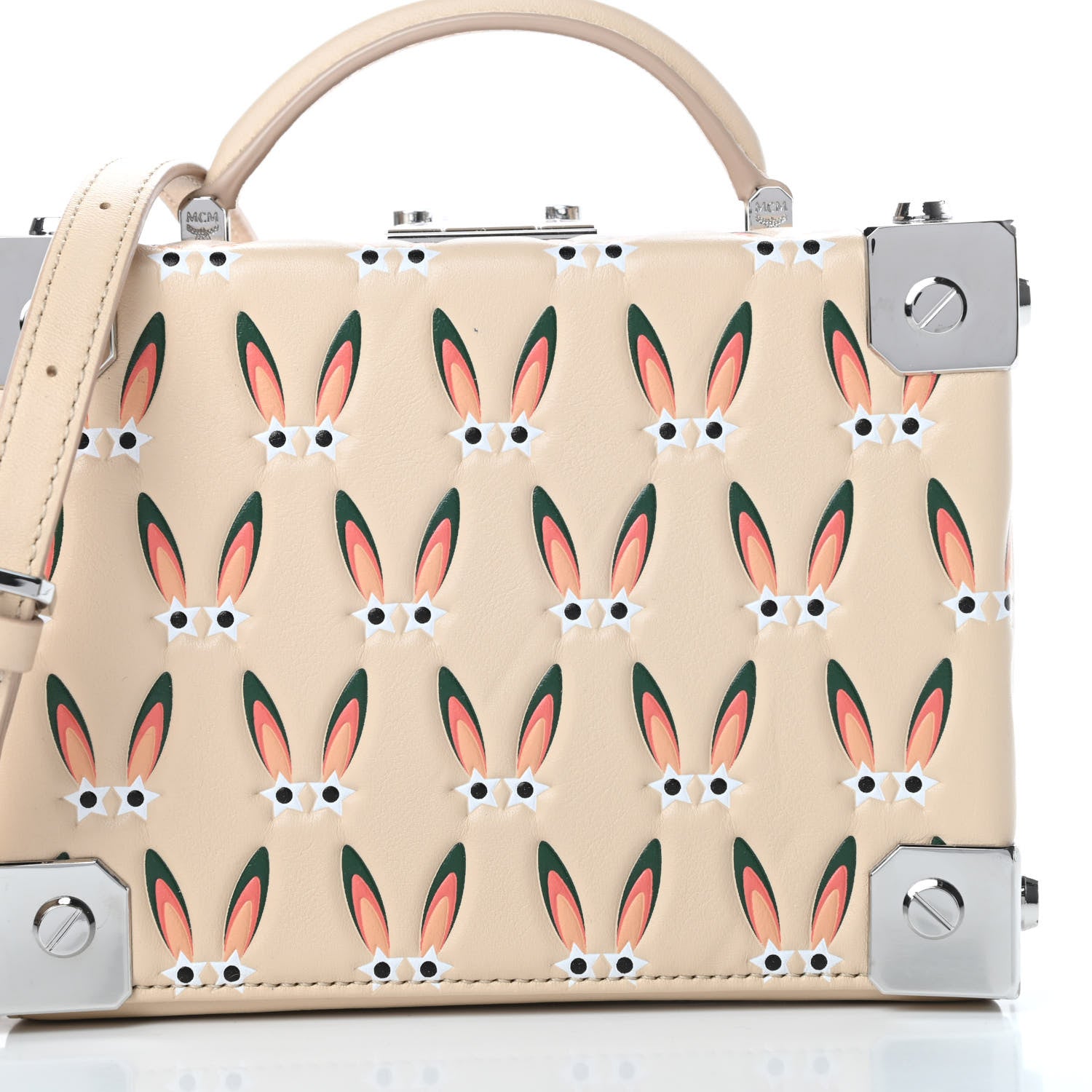 MCM Lambskin Star Eyed Bunny Small Berlin Crossbody Natural 8 of 12