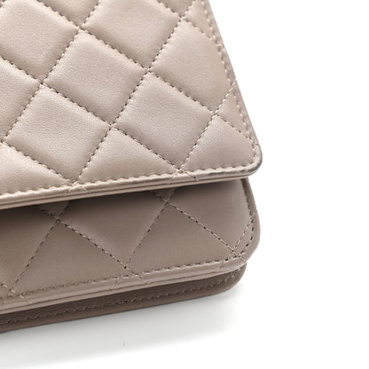Chanel Lambskin Quilted Wallet on Chain WOC Taupe 12 of 13