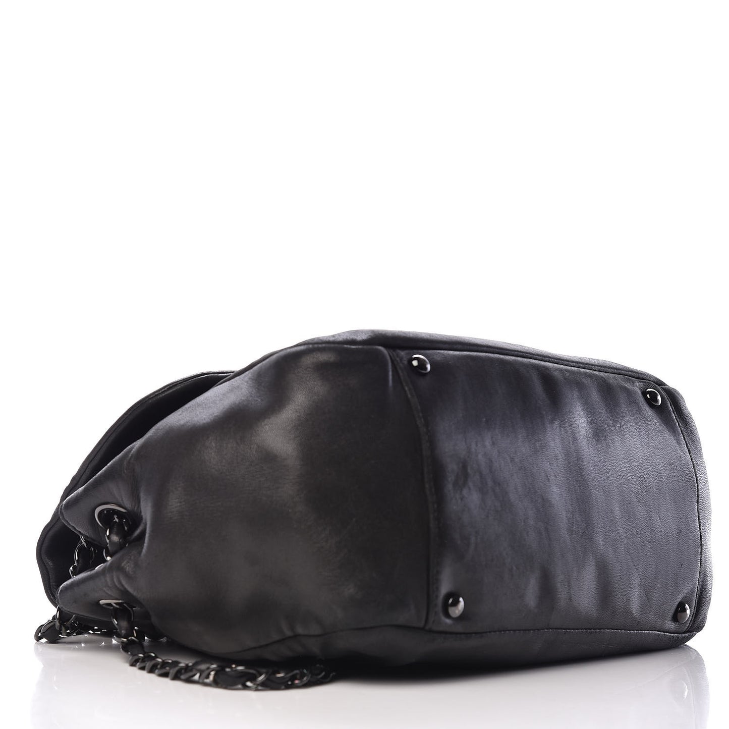 Lambskin Studded Accordion CC Flap Black