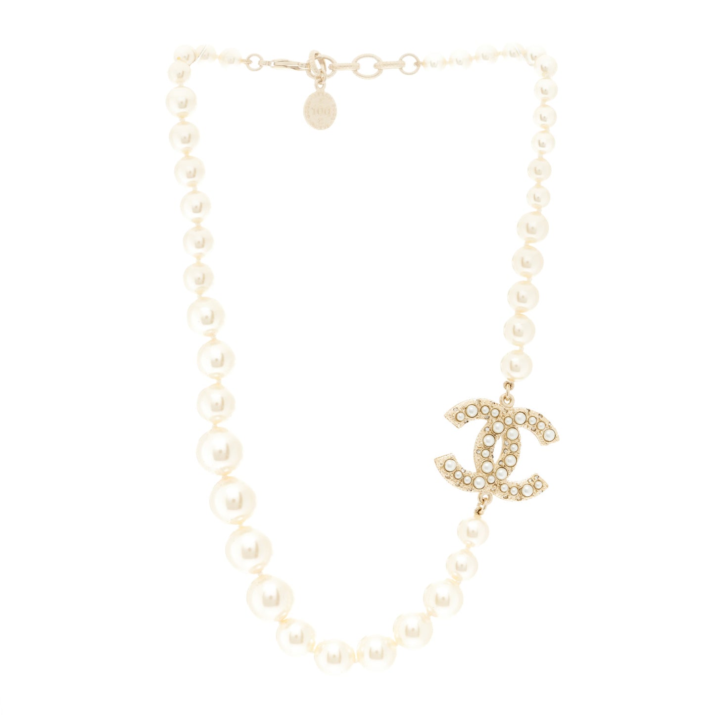 Pearl CC 100th Anniversary Necklace Light Gold