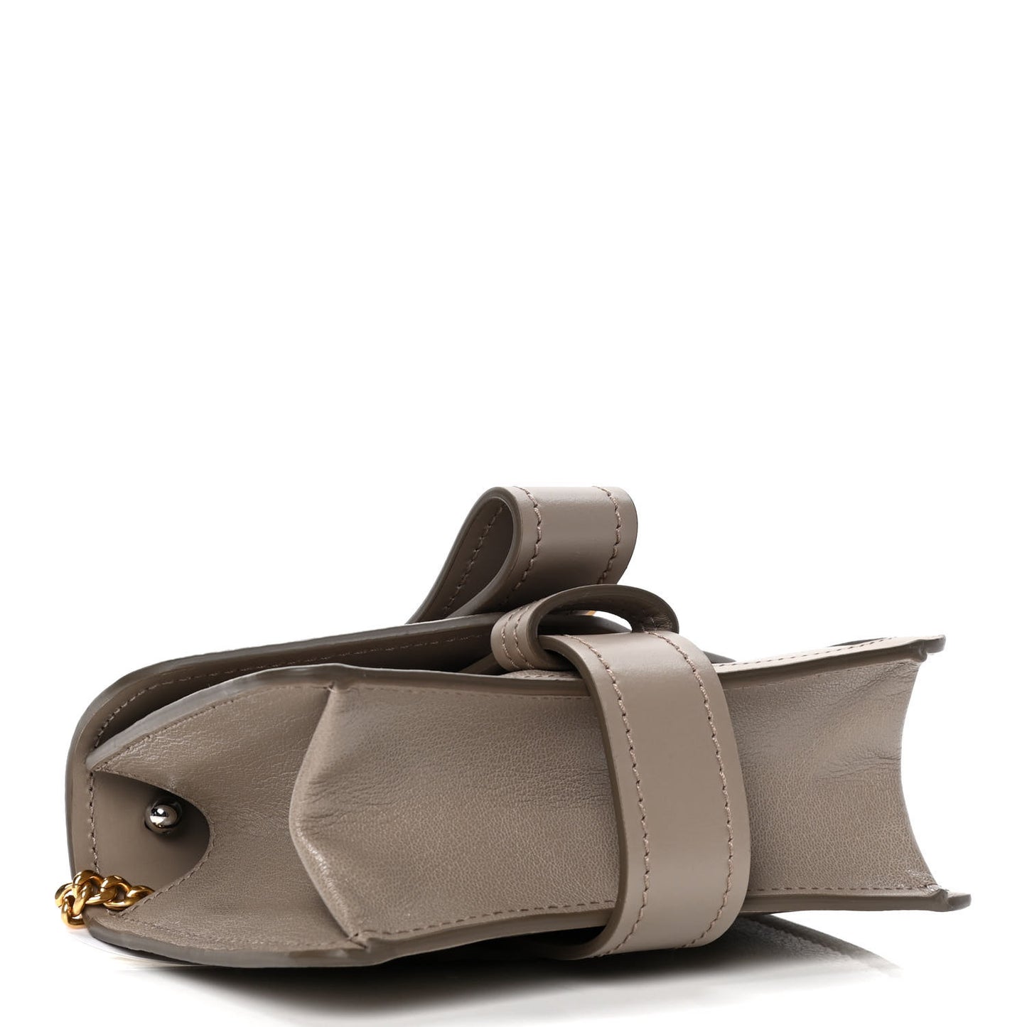 Shiny Goatskin Calfskin Aby Chain Shoulder Bag Motty Grey