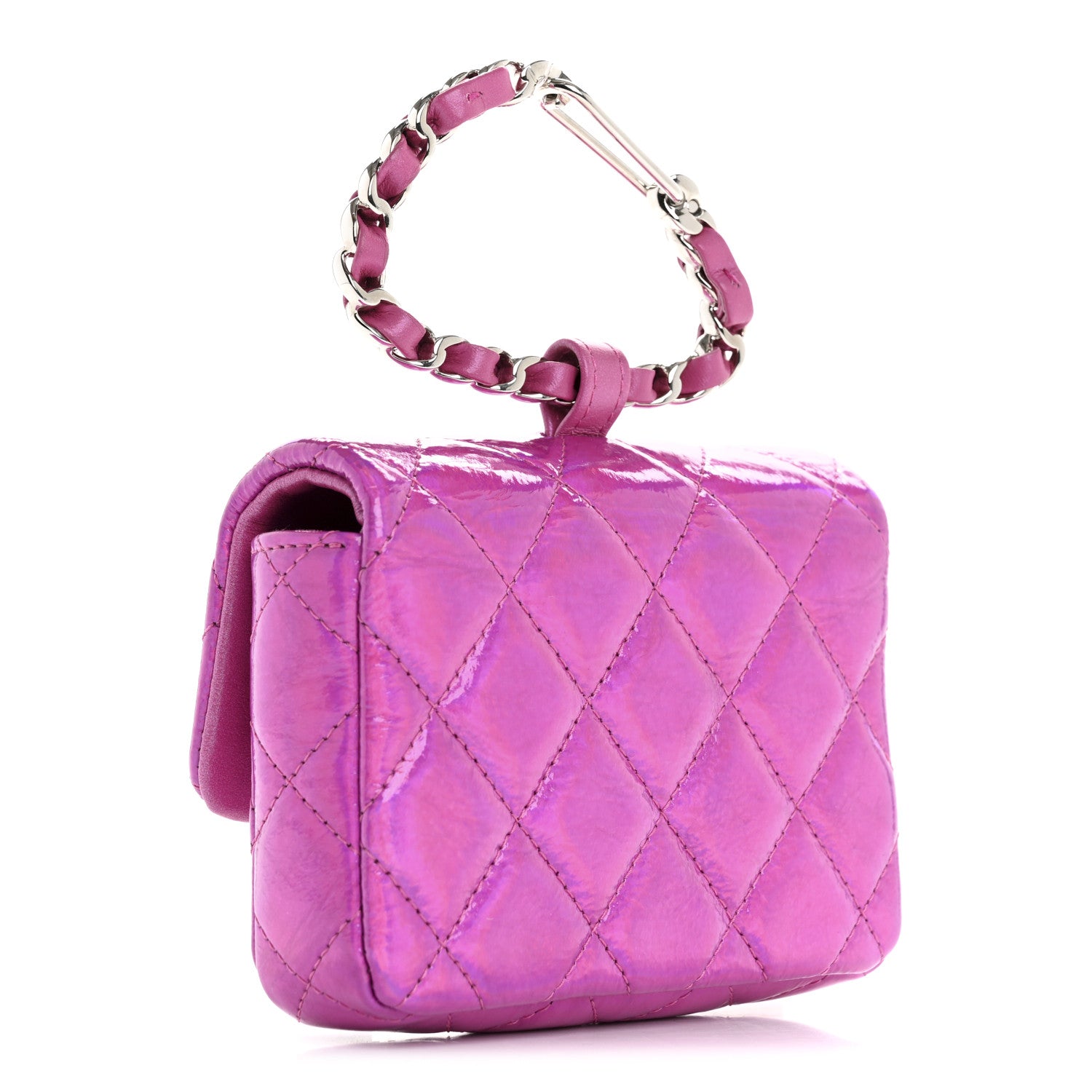 Chanel Patent Lambskin Quilted CC Hook Card Holder Pink 3 of 8