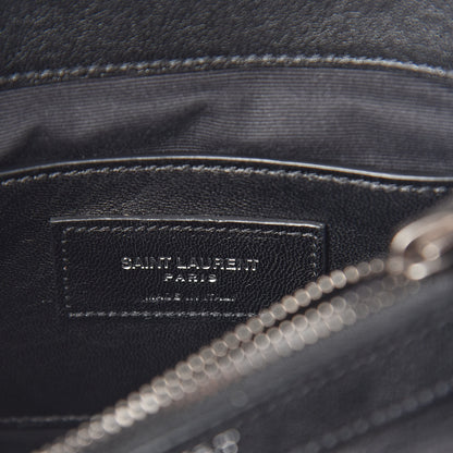 Saint Laurent Sheepskin Matelasse Chevron Monogram Medium College Bag Black 6 of 8