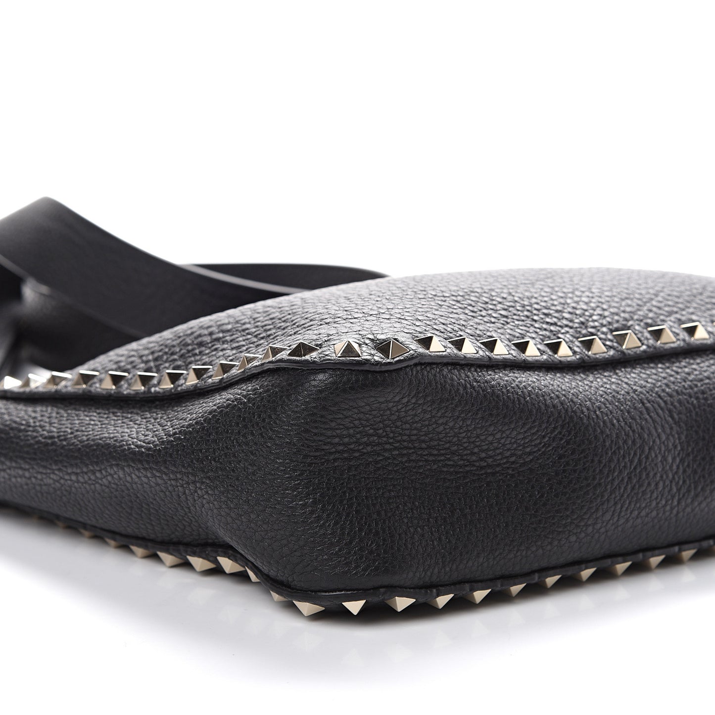 Pebbled Calfskin Small Rockstud Flip-Lock Messenger Bag Black