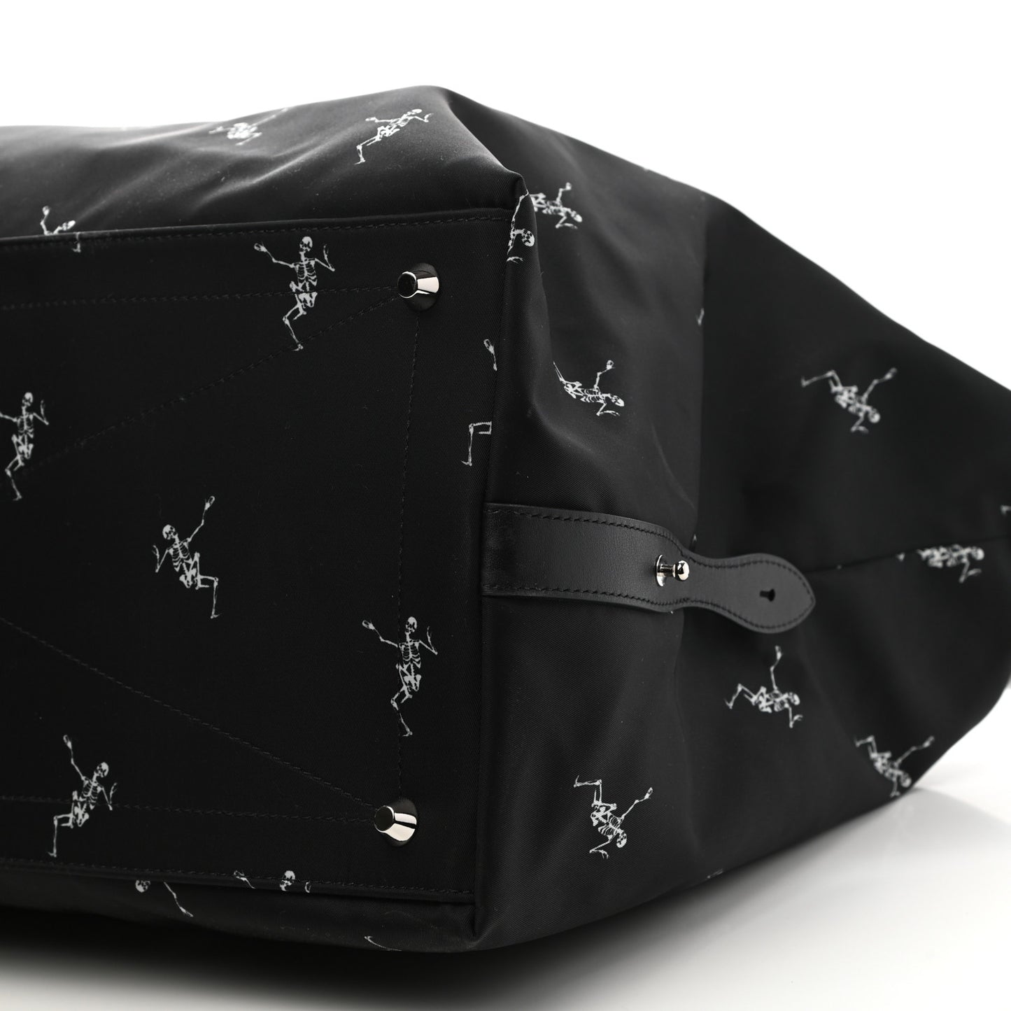 Nylon Dancing Skeleton Duffle Black White