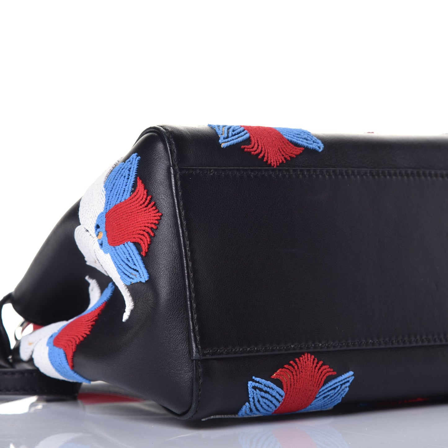 Nappa Orchid Embroidered Mini Peekaboo Iconic Satchel Black