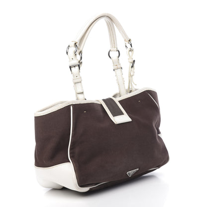 Prada Canvas Calfskin Shoulder Bag 3 of 17