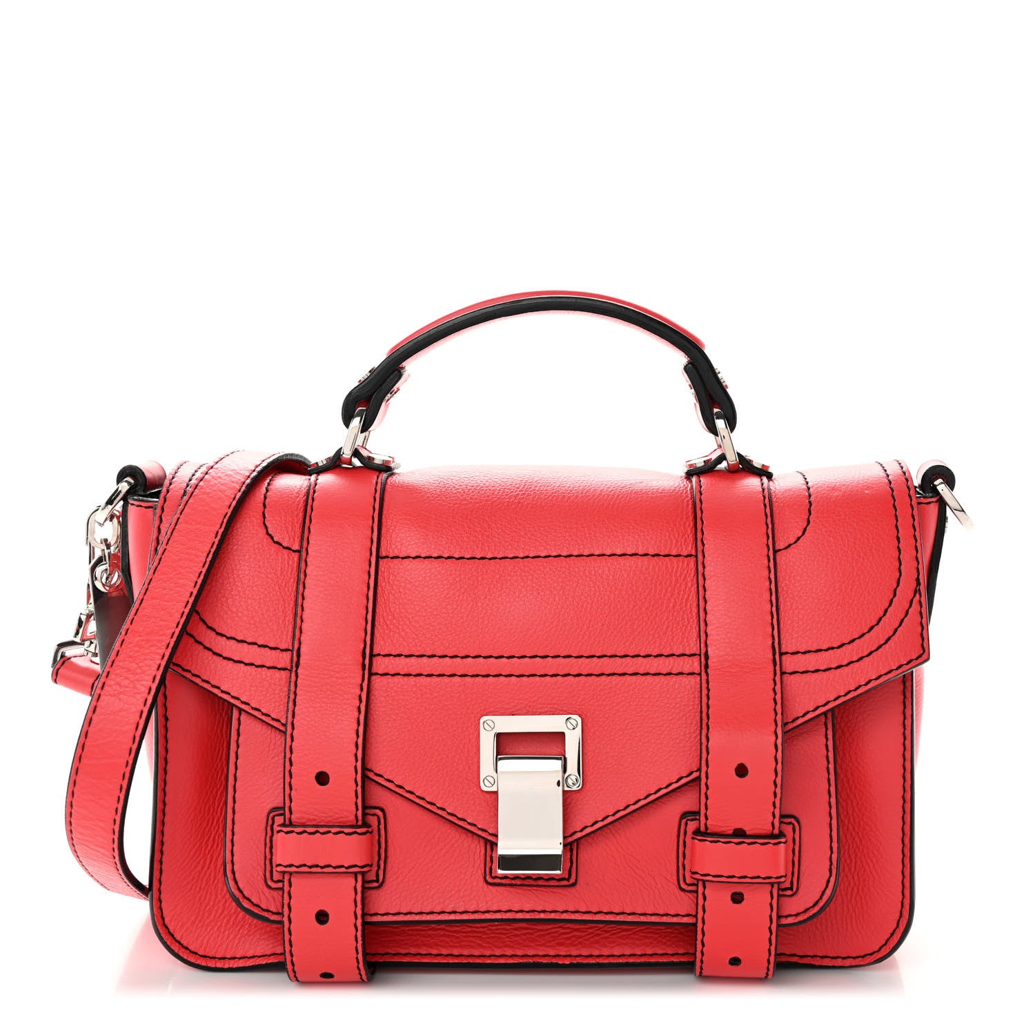Proenza Schouler Grainy Calfskin Tiny PS1 Satchel Geranium 1 of 9