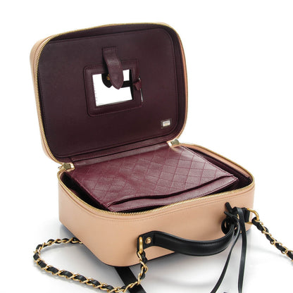 Chanel Caviar Quilted Large CC Filigree Vanity Case Beige Black 5 of 8