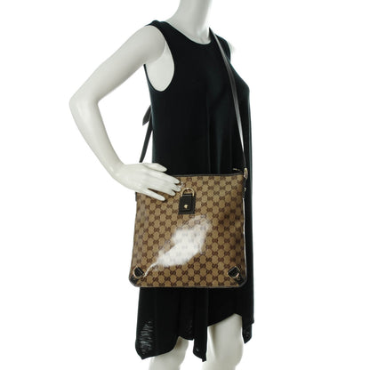 Gucci Crystal Monogram Abbey Messenger Bag Beige Dark Brown 2 of 7